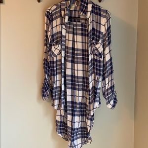 Blue Long Sleeved Plaid Shirt